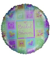 18" Bridal Shower colorful Pastel Squares slightly damaged Balloon