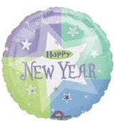 18" Happy New Year White Star Balloon