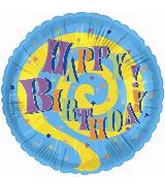 18" Happy Birthday Swirl Balloon