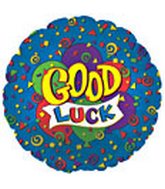 17" Good Luck Blue Many Balloons Packaged