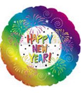 18" Happy New Year Rainbow Border Balloon