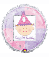 18" 1st Birthday Girl Foil Balloon