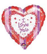 9" I Love You Stripes & Hearts Airfill-Only Balloon