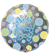 32" Holographic New Baby Boy Dots Balloon