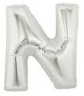 7" Airfill (requires heat sealing) Megaloon Jr. Letter Balloons N Silver