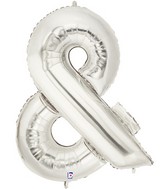 40" Foil Shape Balloon Silver Ampersand Megaloons