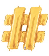 40" Foil Shape Balloon Gold Hashtag Megaloons
