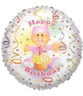 18" Happy 1st Birthday Balloon Cupcake