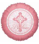 18" Baptism Balloon Cross Pastel Pink