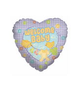 36" Welcome Baby Squares Heart Balloon