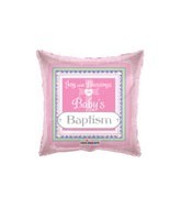 18" Baby's Baptism Pink Mylar Balloon