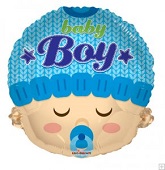 18" Baby Boy Head Shape Mylar Balloon