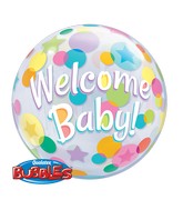 22" Single Bubble Packaged Welcome Baby Colorful Dots Balloon