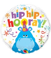 18" Hip Hip Hooray Hippo Balloon