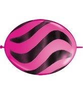 12" Quicklink Wild Berry 50 Count Wavy Stripes/Black Latex Balloons