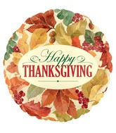 18" Happy Thankgiving Elegant Leaves Balloon