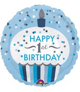 18" 1st Birthday Cupcake Boy Balloon