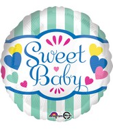18" Sweet Baby Stripes & Hearts Balloon