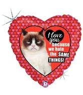 18" Holographic Licensed Balloon Grumpy Cat Love