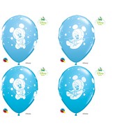11" Pastel Blue & Robin Egg (25 Count) Baby Mickey Stars Latex Balloons