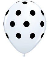 11" White 50 Count Big Polka Dots (Black)