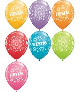 11" Festive Assorted 50 Count Fiesta Swirls Latex Balloons