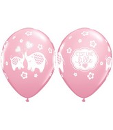 11" Pink 50 Count C'Est Une Fille Elephants Latex Balloons