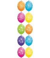 12" Quicklink Tropical Assorted (50 Count) Joyeux Anniversaire Latex Balloons