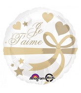 18" Je T'aime Wrapped With Gold Balloon