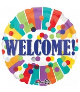 18" Welcome Dots & Stripes Foil Balloon