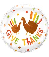 18" Round Give Thanks Turkey Hands