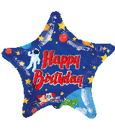 9" Airfill Only Happy Birthday Space Star Foil Balloon