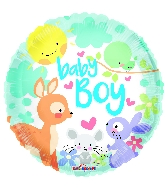 9" Airfill Only Baby Boy Animals Round Foil Balloon