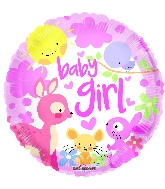 9" Airfill Only Baby Girl Animals Round Foil Balloon