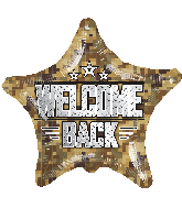 18" Welcome Back Camouflage Star Foil Balloon
