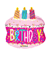 20" Happy Birthday Cake With Candles Foil Balloon