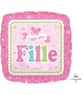 18" Welcome C'est Une fille Balloon Packaged