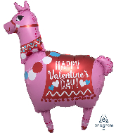 36" Happy Valentine's Day Llama Foil Balloon