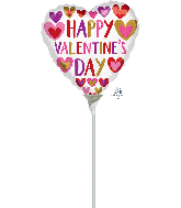 4" Airfill Only Happy Valentine's Day Hand Foil Balloon