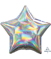 18" Iridescent Silver Star Foil Balloon