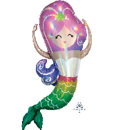 32" Iridescent Mermaid Holographic Foil Balloon
