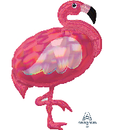 33" Iridescent Pink Flamingo Holographic Foil Balloon