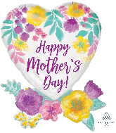 30" Happy Mother's Day Watercolor Flowers Foil Balloon