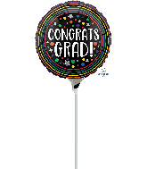 9" Airfill Only Congrats Grad Colorful Circles Foil Balloon