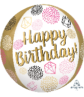 Happy Birthday Gems Orbz Foil Balloon