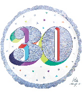 18" Holographic Jumbo Number Balloon Shape 30 Foil Balloon
