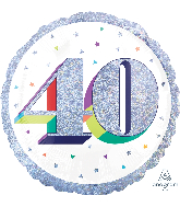 18" Holographic Jumbo Number Balloon Shape 40 Foil Balloon