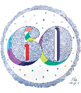 18" Holographic Jumbo Number Balloon Shape 60 Foil Balloon