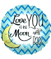 18" Love You To the Moon Blue Foil Balloon