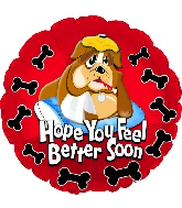 17" Feel Better Soon Bull Dog Foil Balloon